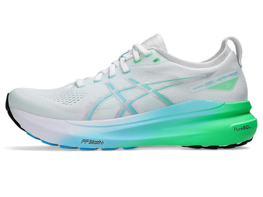 ASICS GEL-KAYANO 31 1011B867 100 White Bright Cyan Running Shoes